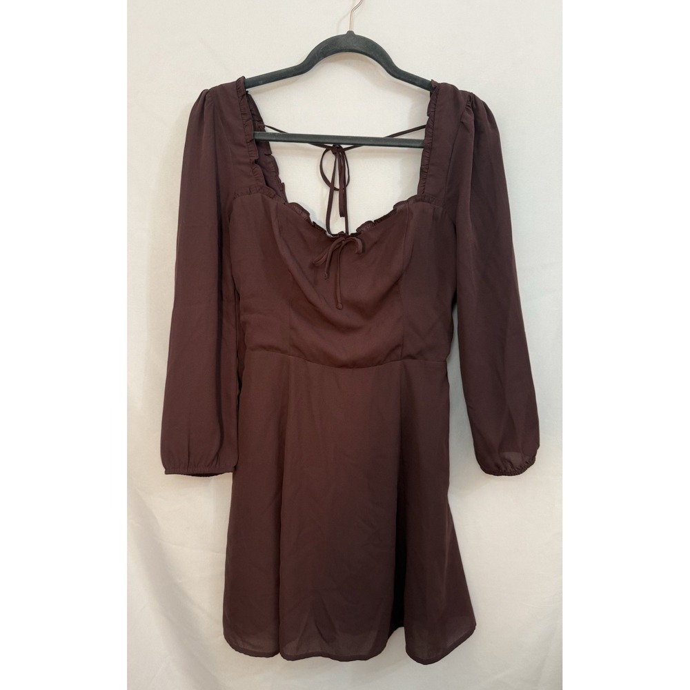 Abercrombie & Fitch Plum Long Sleeve Baby Doll Mini Dress Y2K 90's Womens Size S